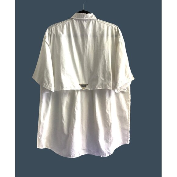 COLUMBIA- MENS WHITE SHORT SLEEVE BUTTON FRONT LIGHT WEIGHT SHIRT SIZE LARGE - Picture 3 of 8